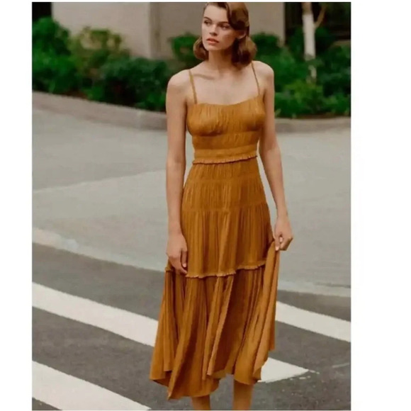 Anthropologie Orange Midi Dress - Picture 3 of 12